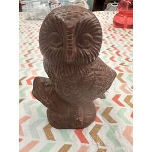 Vtg 87 Red Mill Carved Owl Figurine Pecan Shell Resin 3 5/8" Handcrafted USA